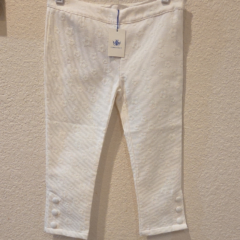 Kids Florence Fancy Elegant White Textured Dressy Pants .